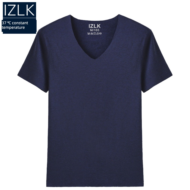 winter No trace keep warm T-shirt Tight fitting V Collar size Short sleeve