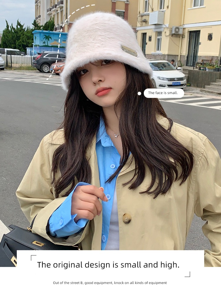 Internet celebrity female Autumn and winter Versatile face without makeup veil Fisherman hat