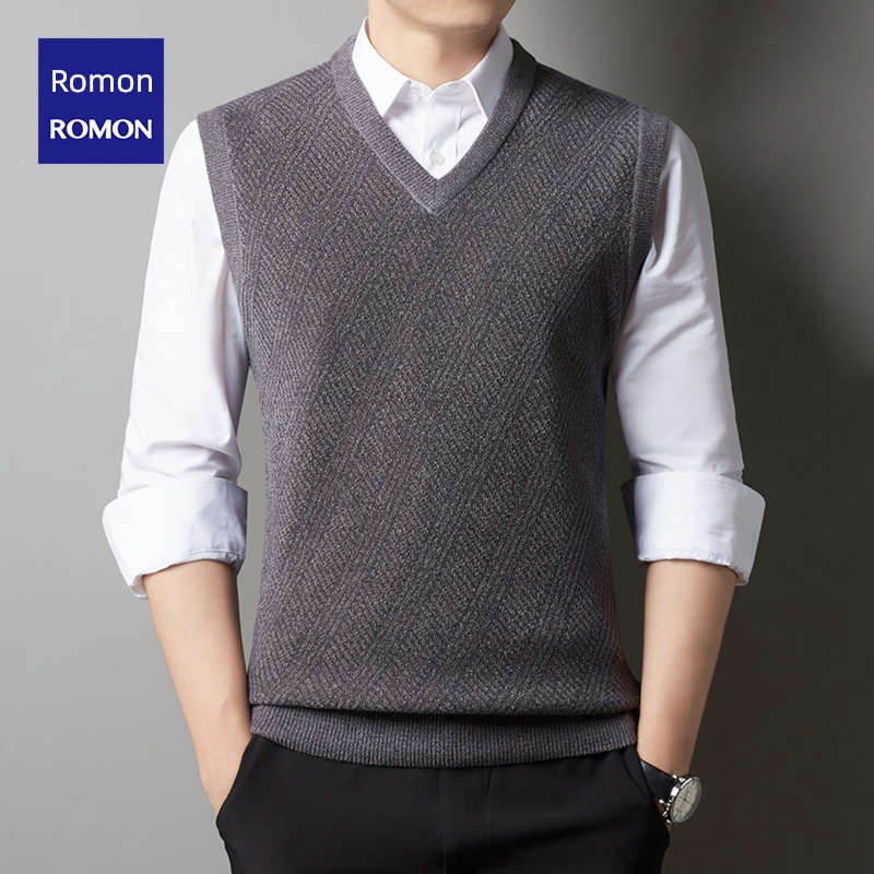 Romon V-neck Snow woolen cloth leisure time waistcoat sweater Vest