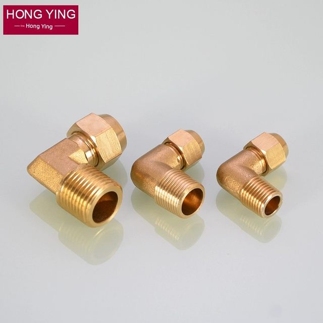 Brass outer wire flaring elbow flare copper pipe joint flaring right angle 90 elbow air conditioning and refrigeration accessories