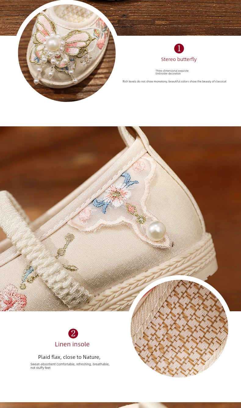 Girl Spring & Fall Antique Embroidery the Han-Style Clothing Shoes — 3