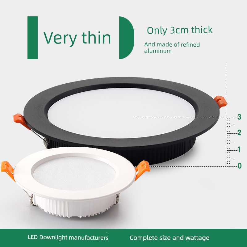Black Downlight Led8-Inch Ceiling Lamp 24W Ceiling Lamp Exhibition Hall 30W Barrel of Light 19 Hole 5cm Hole Lamp Hole Lamp