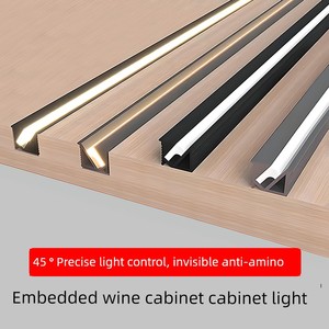 Embedded Wine Cabinet Lamp Laminate Lamp Anti-Glare Aluminum Slot Lamp 45 Degree Oblique Light-Emitting Lamp Slot Wardro
