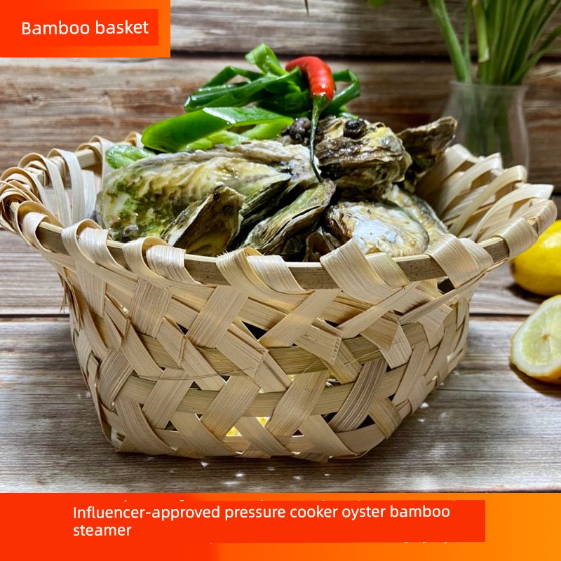 Special Offer Internet Celebrity Pressure Cooker Bamboo Cage Oyster Basket Fish Rice Basket Storage Steamed Bun Basket Restaurant Steamed Seafood Crayfish Bamboo Basket