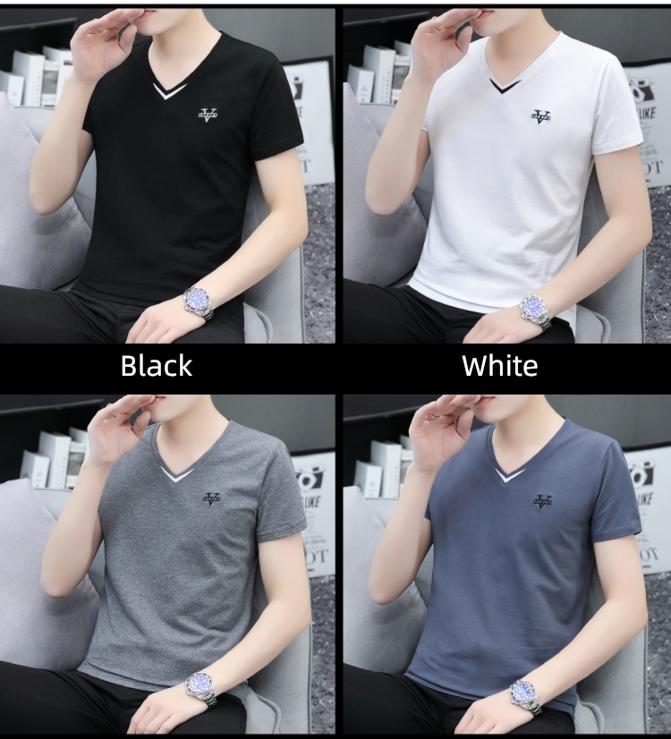 tide man pure cotton breathable V-neck Body Short sleeve T-shirt