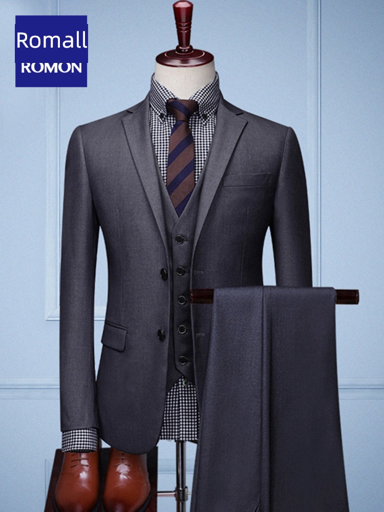 Romon Big size Self-cultivation groom marry man 's suit suit