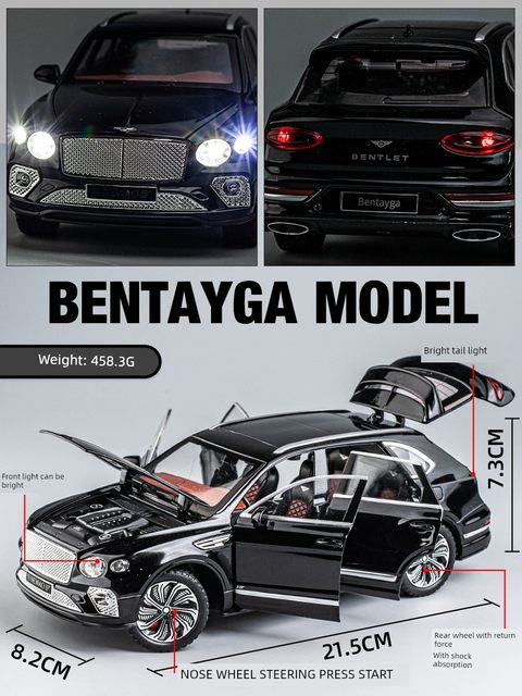 Bentley Bentayga SUV alloy model car children's toy car gift 1 24 ornaments simulated car model
