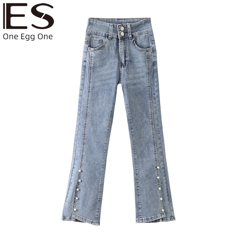 Egger horn Nine points Fork spring and autumn High waist Jeans