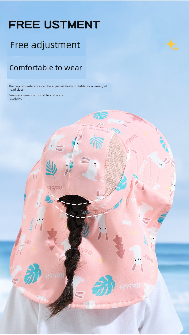 Children's Sun Protection Hat, Girls' Sun Hat, Boys' Sun Hat, Beach and Seaside Uv Protection Hat with Large Brim — 9