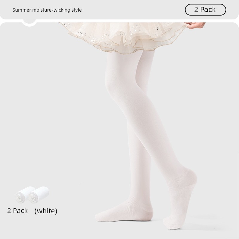 361 ° Children's Dance Tights for Practice, Spring and Autumn Style, White Pantyhose for Girls' Dance Exams — 1