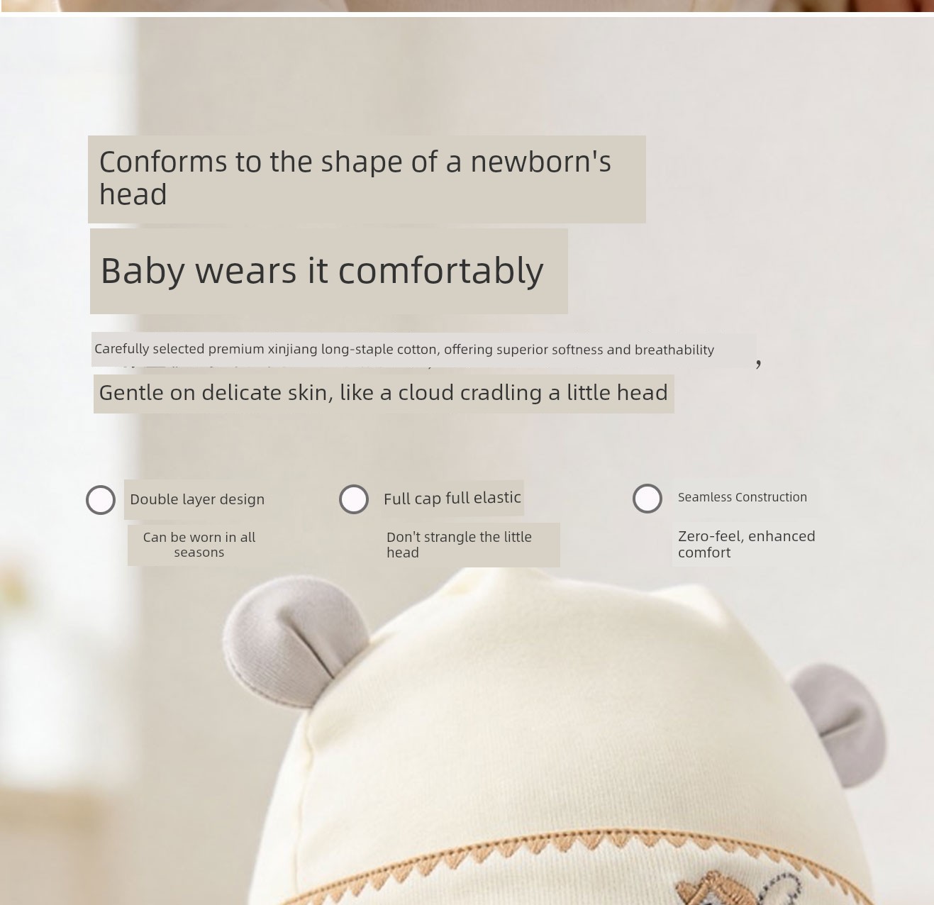 Pregnant and Newborn Baby Hat 0-12 Months, Newborn Baby Protective Cap, Double-Layered, Spring, Summer, Autumn, Winter, Pure Cotton, Class a — 5