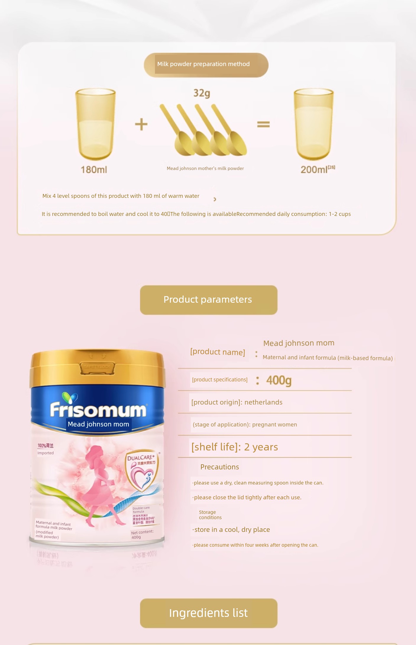 【New Product】Meisujiaer Maternal Formula Milk Powder (Reformulated Milk Powder) 400g*1 Can — 16