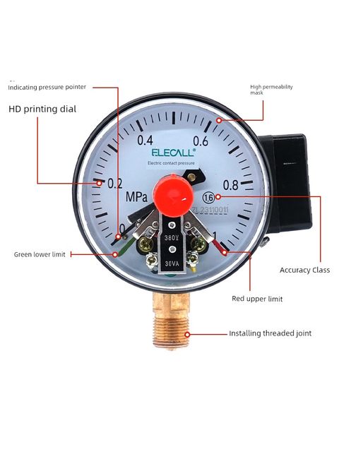 Yileco YXC-100 magnetic auxiliary electrical contact pressure gauge vacuum meter water and oil liquefied gas pressure gauge control switch