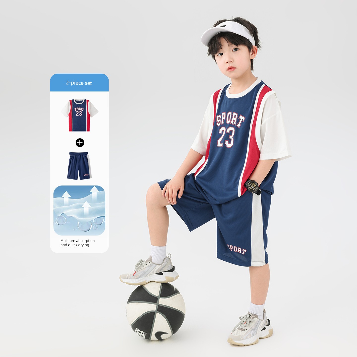 Zuoxi Kidsren's Clothing Boys' Suit Summer Quick-Drying Sports Short-Sleeved 2026 New Kidsren's Basketball Uniform Two-Piece Summer Suit — 4