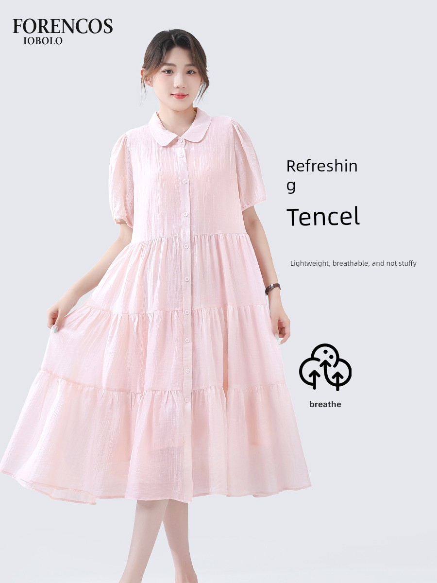 Maternity Dress 2026 Summer Large Size French Short-Sleeve Dress for Women, Loose Maternity Wear, Summer Style, High-End Long Dress