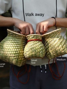 Bamboo Tea Basket Bamboo Basket Kids Little Pannier Tea Picking Drama Dance Performance Photography Props Flower Arrange