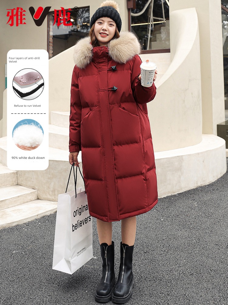 Yalu Flagship store gules Medium and long term Parker Down Jackets