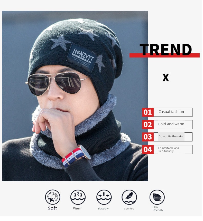 man winter Cold proof Plush Neckline Cycling Hat