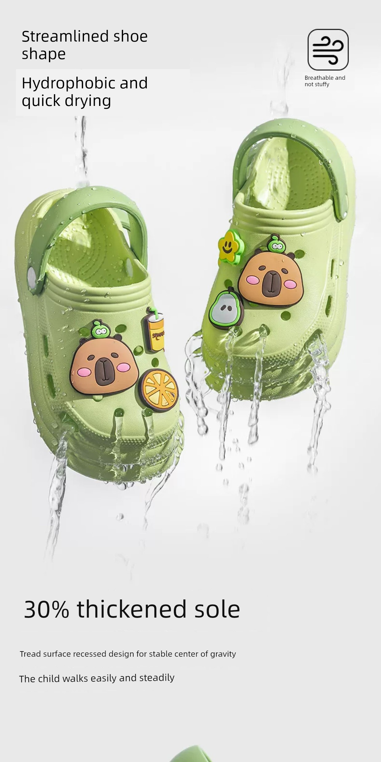 Pig Daddy Capibara Children's Summer Slippers for Boys, Non-Slip Home Sandals for Older Children, Beach Clogs for Girls — 6