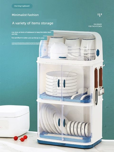 Kitchen bowl rack bowl and chopstick storage box with lid bowl and tableware box dish drain storage rack plastic cupboard household use