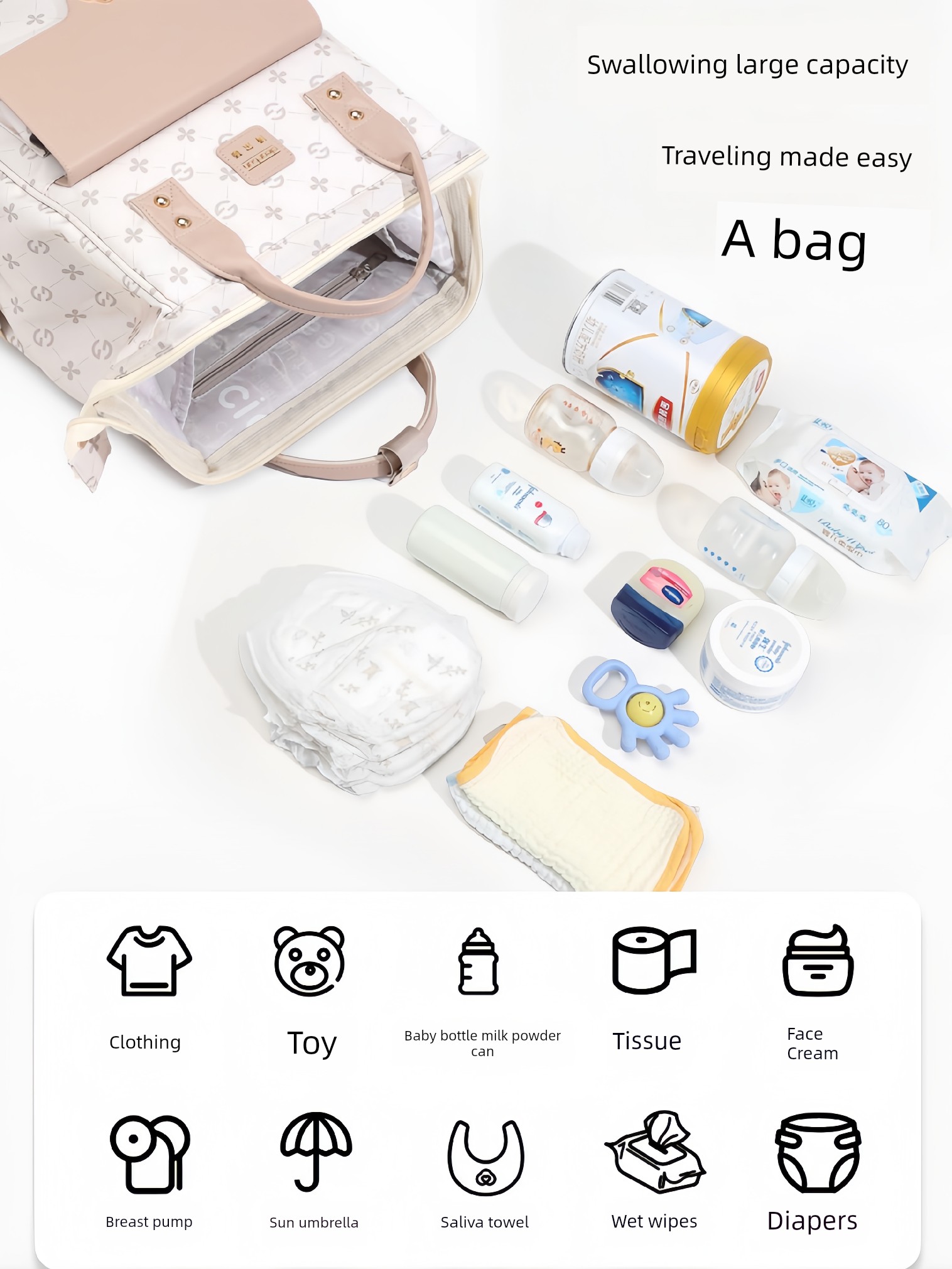 New Fashionable Mommy Bag, Multi-Functional, Large-Capacity, Waterproof Mother-Child Backpack, Lightweight Bag for Moms to Carry When Going Out with Their — 2