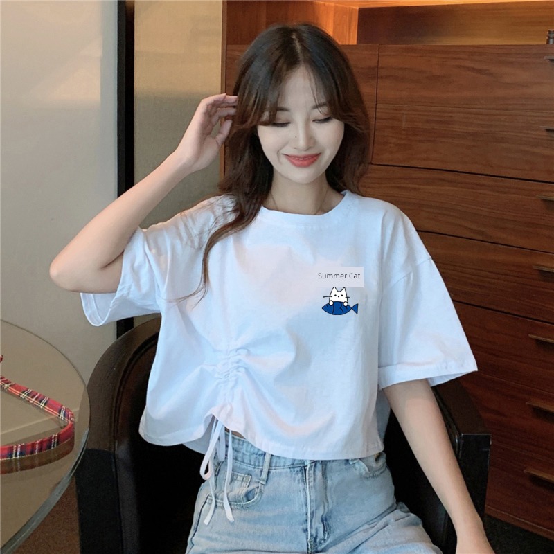 Minority Sense of design Exposed navel jacket ins Short sleeve T-shirt