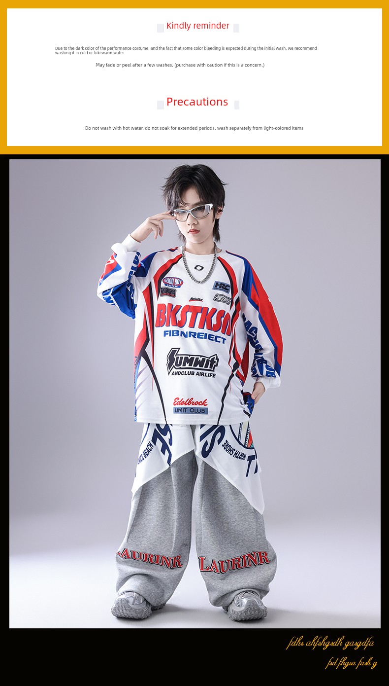Children's Hip-Hop Performance Costumes, Hip-Hop Boys' Performance Outfits, Hip-Hop Drum Set Girls' Cool and Trendy Autumn Dance Costumes — 13