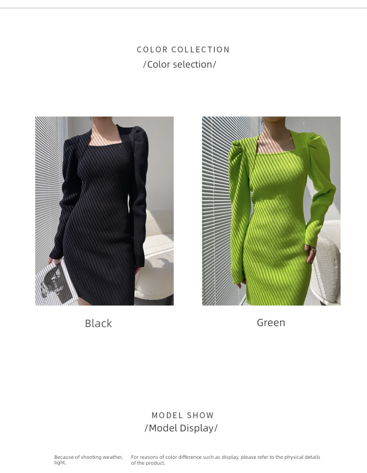 YS Show thin High waist Self-cultivation Undershirt knitting Dress