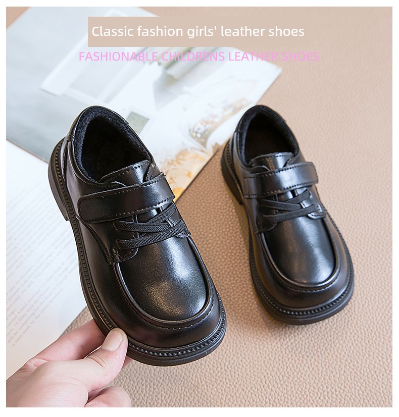 Girls' Leather Shoes, Kidsren's Loafers, Genuine Leather Black Flats, Soft-Soled Princess Shoes for Little Girls, Student Mary Jane Performance Shoes — 27