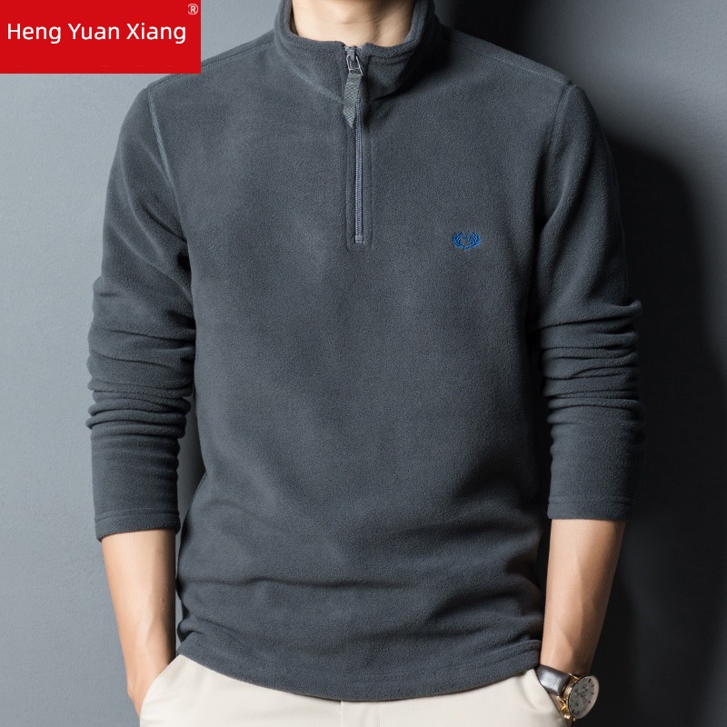 hyz  Half zipper spring and autumn Fleece Long sleeve T-shirt