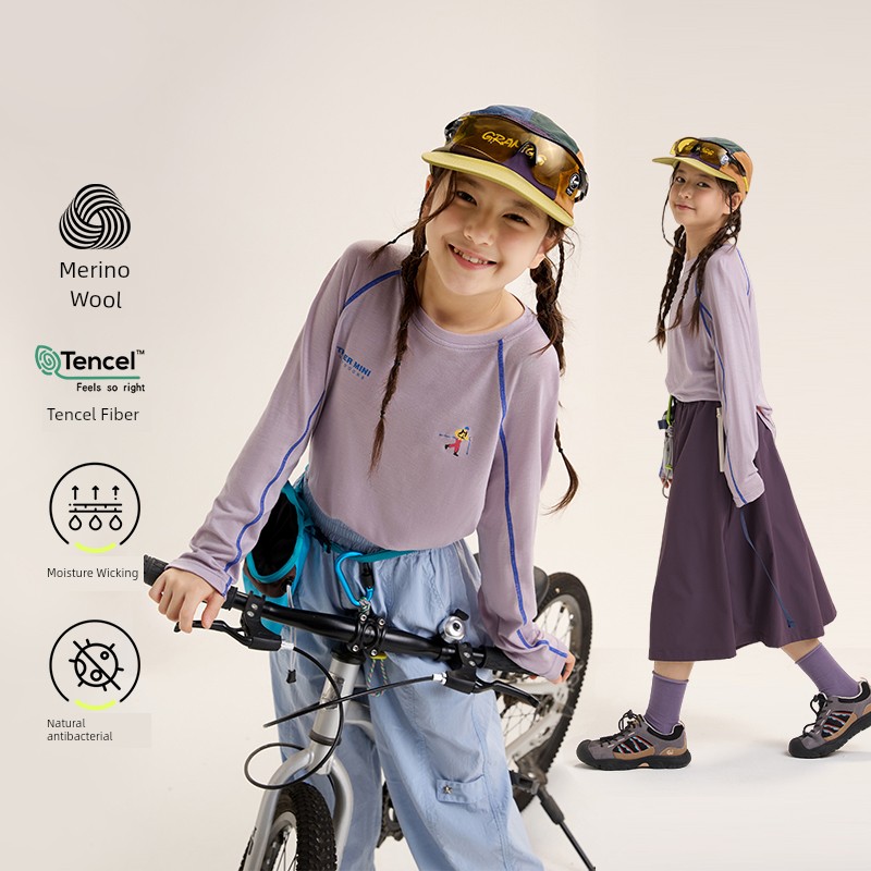 Merino Wool [Moisture-Absorbing and Quick-Drying] Kidsren's Long-Sleeved T-Shirt Girls' Quick-Drying Clothing Boys' 2026 Autumn New Style — 3