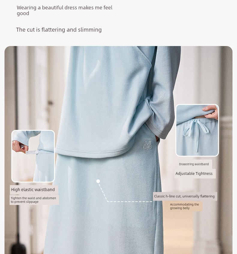 Manxi Autumn and Winter Camellia Waffle Nursing Clothes Yoga Sports Wearable Postpartum Outfit Maternity Homewear Set — 32