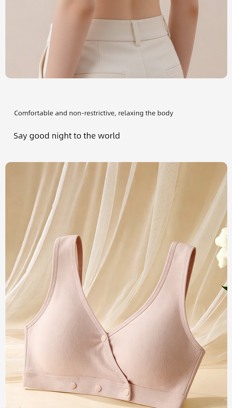 All-Cotton Nursing Bra, Cross-Style Postpartum Breastfeeding-Specific Maternity Bra, Vest-Style Sleep Night Bra — 16