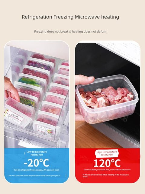 冷冻收纳盒冰箱专用分装食品级保鲜盒密封塑料分格家用整理小盒子