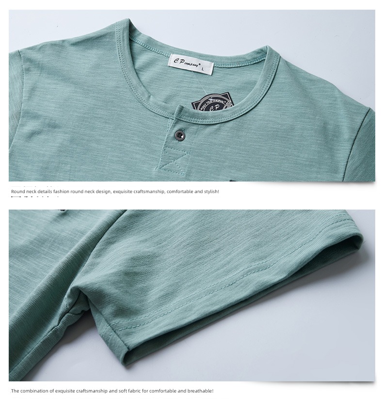 feel Short sleeve Open collar the fat Sweaters Fat version flax