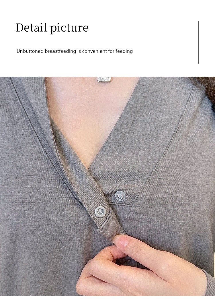 Modal Summer, Autumn, and Winter Maternity Wear with Chest Pads, Pure Cotton Postpartum October Maternity Nursing Pajamas and Loungewear — 10