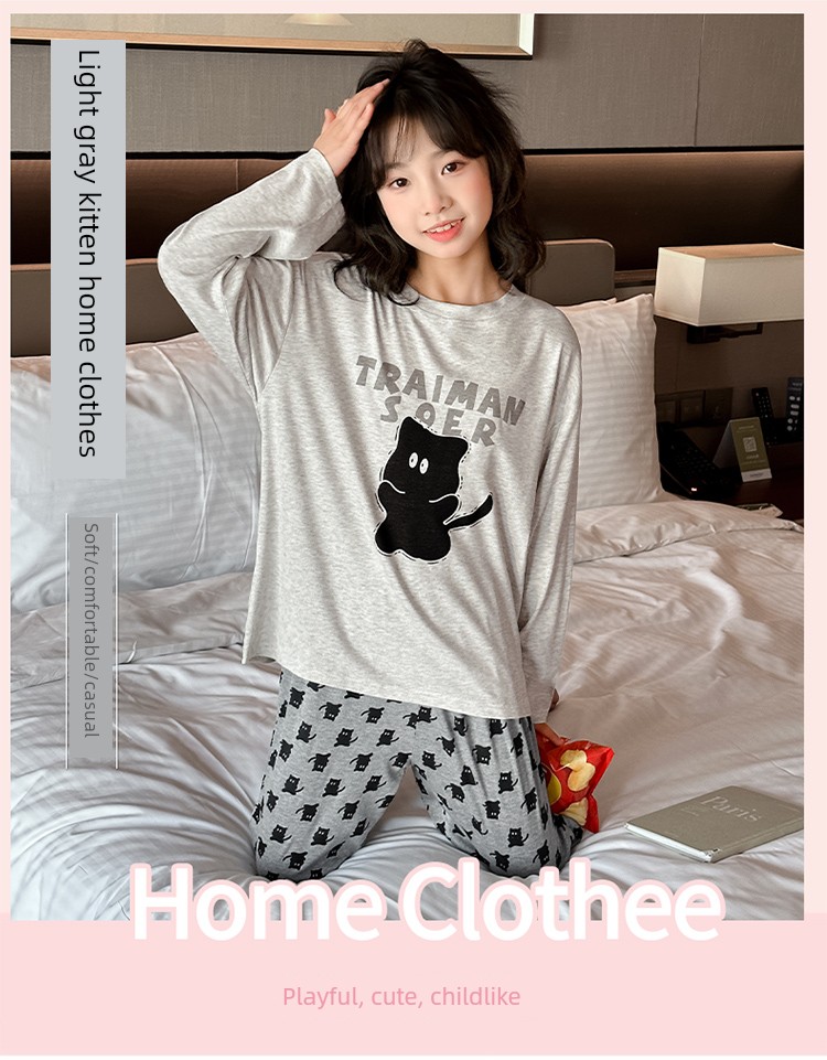 2026 New Children's Long-Sleeve Loungewear Thin Pajama Set Modal Girls' Pajamas Spring and Autumn Internet Celebrity Hot Item — 3