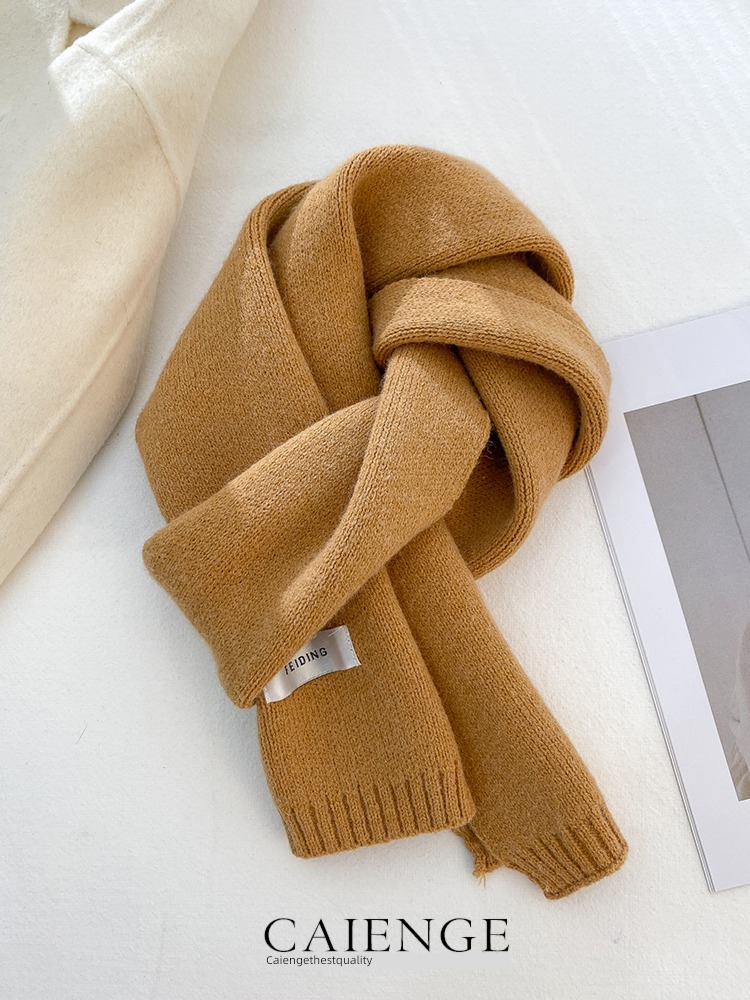female winter Versatile Klein Wool knitting scarf