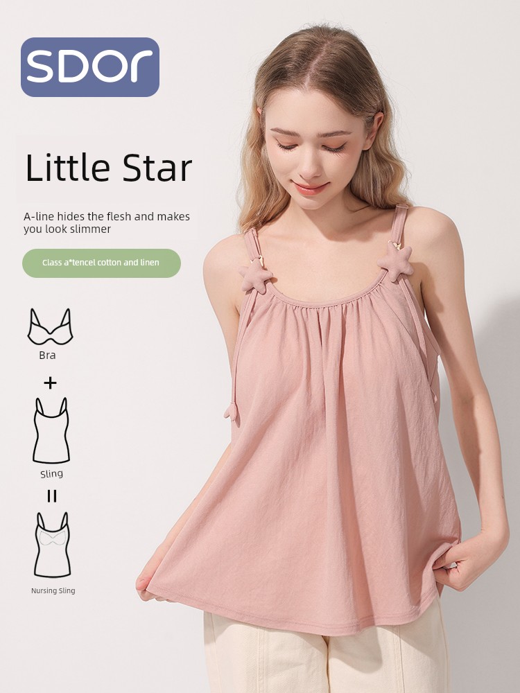 Summer Nursing Clothes for Pregnant Women, Camisole-Style Underwear with Breast Pads, Special Tops for Breastfeeding during Pregnancy and Postpartum, Thin Style