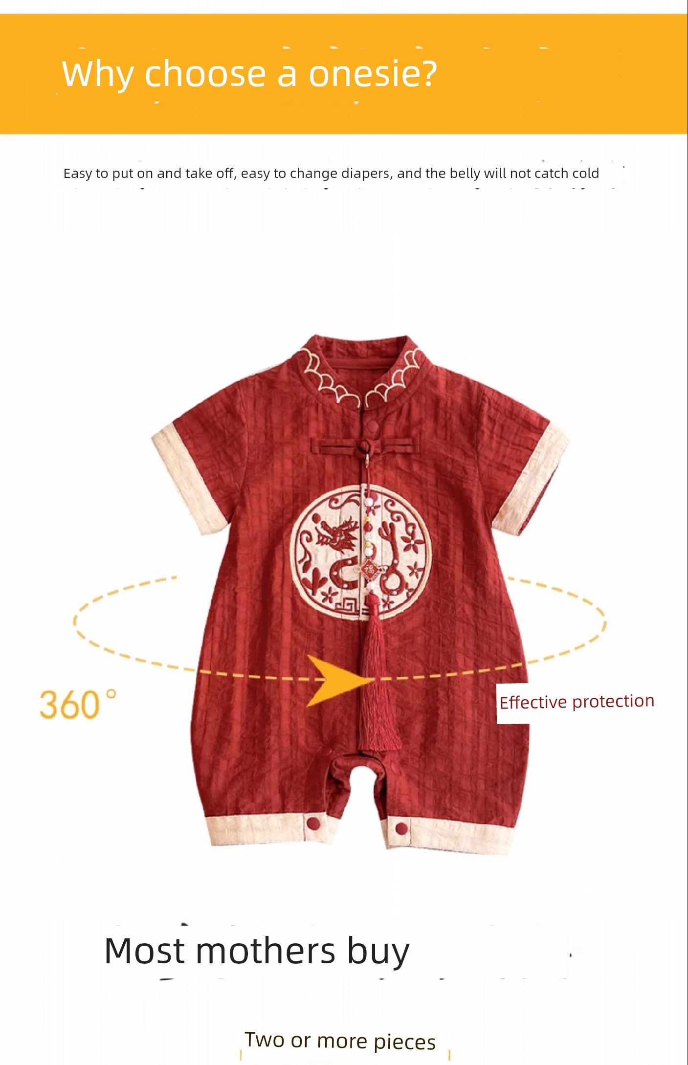 All-Cotton Baby Clothes, Summer Thin Style, Baby Boy Romper, Full Moon Banquet, 100-Day Birthday Outfit, New Chinese Style, Dragon Boat Festival — 7