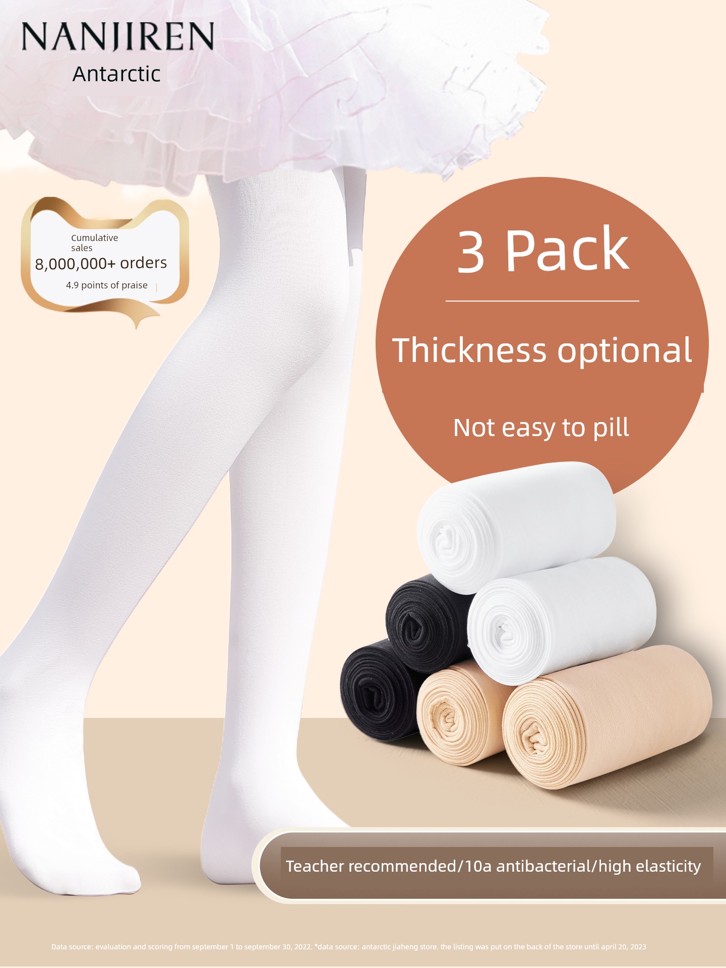 Children's Dance Tights, Spring and Autumn Thin Style, Special for Dance Practice, Winter Fleece-Lined White Pantyhose for Girls