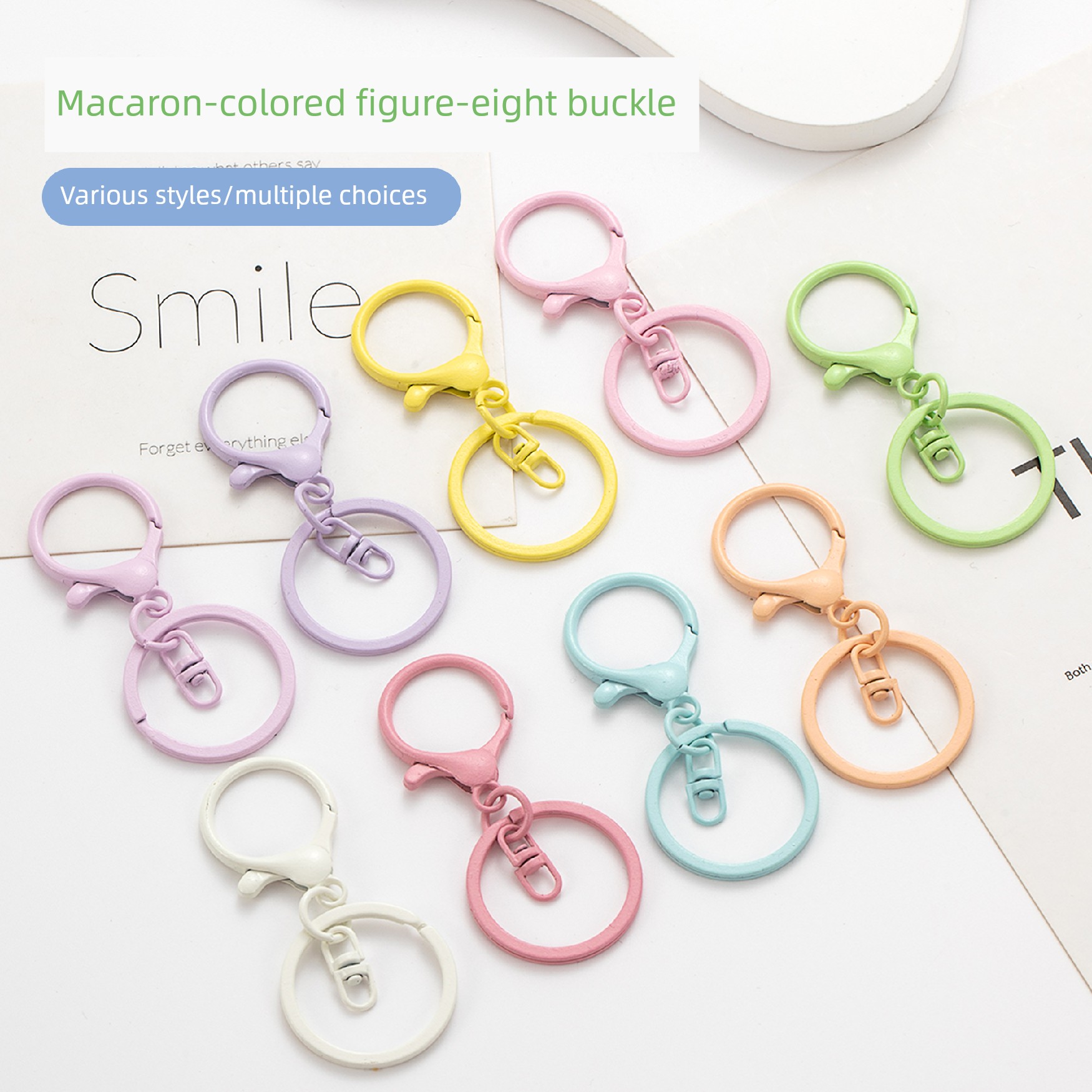 DIY Bead Stress-Relief Keychain Macaron Series Figure-Eight Buckle Keyring Gift Bag Materials Handmade Jewelry Accessories
