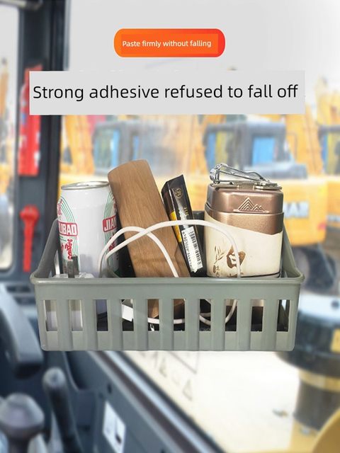 Excavator crane forklift loader cab storage box storage box paste-free drilling car mounting rack