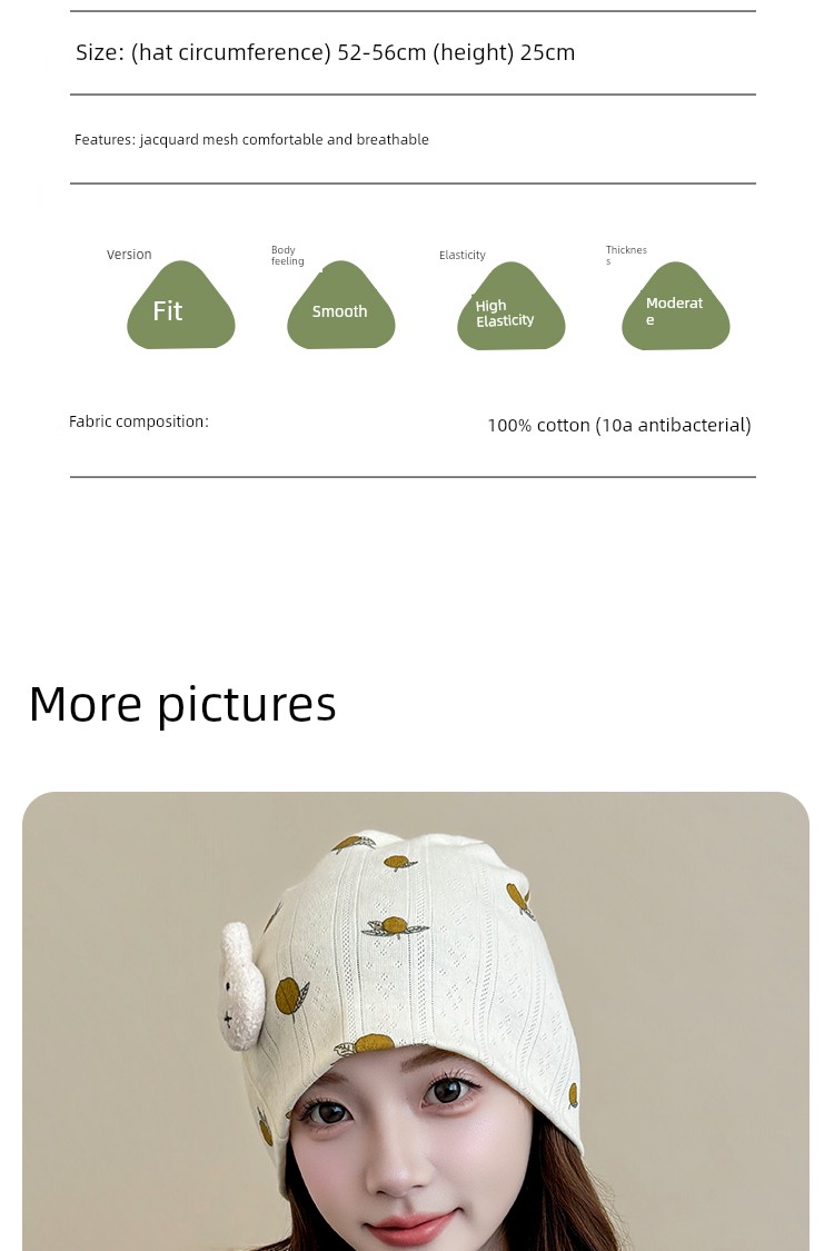 Jq Jingqi [Breathable] Summer Thin Cotton Maternity Hat Windproof and Warm Postpartum Headscarf Headband Maternity Hat — 15