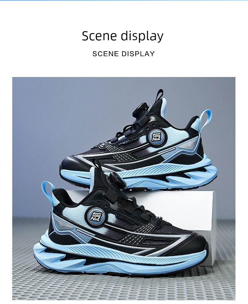 Qibohui Boys' Shoes 2026 Spring and Autumn New Model Mesh Breathable Leather Running Shoes for Older Children Children's Sports Shoes — 12