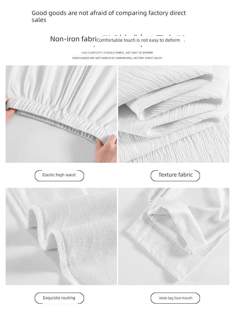 white High waist easy Straight cylinder motion leisure time trousers
