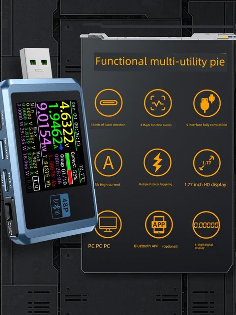 FNIRSI-FNB48 USB电压电流表多功能快充测试仪 QC/PD协议诱骗器