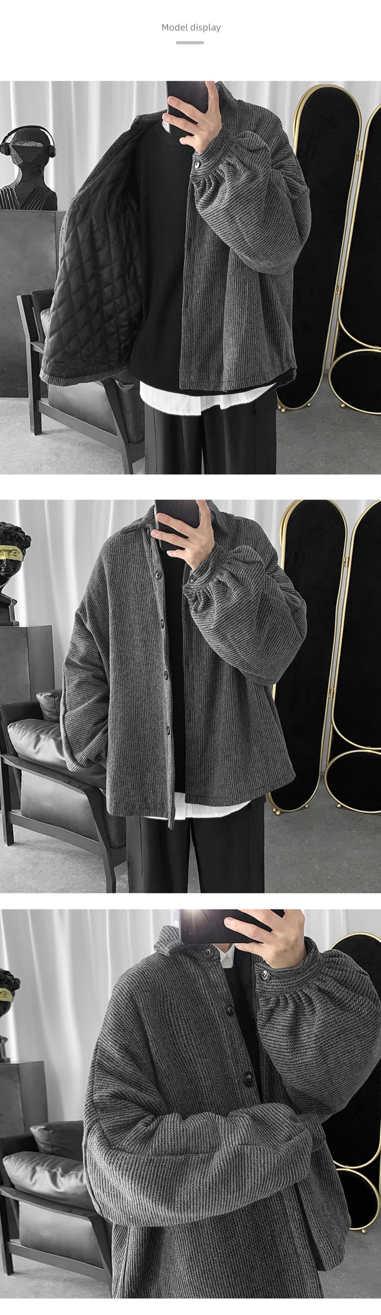 Chaopai Spring and Autumn Port style easy Adding cotton thickening loose coat