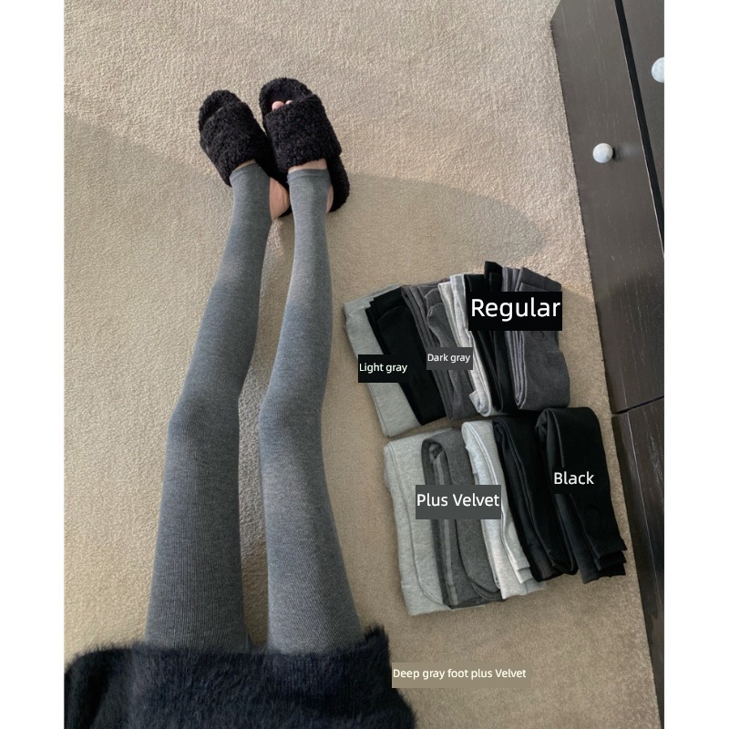 Autumn and winter thickening grey Wear out Connect feet Self-cultivation Leggings