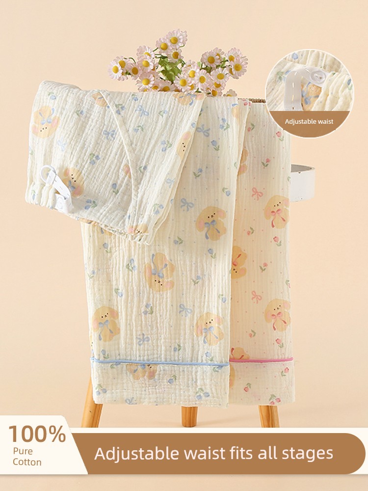 Maternity Sleep Pants, Non-Tight on the Stomach, Pure Cotton, Thin Autumn Style, Adjustable, Home Sleep Pants for Pregnant Women, Postpartum Pants, Long Pants